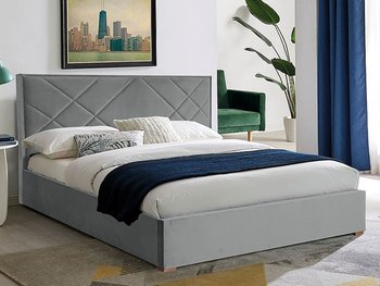 Ліжко з оксамитовою оббивкою з ящиком для зберігання MAGIA II Velvet 140x200 Signal - світло-сірий Bluvel 03 Польща