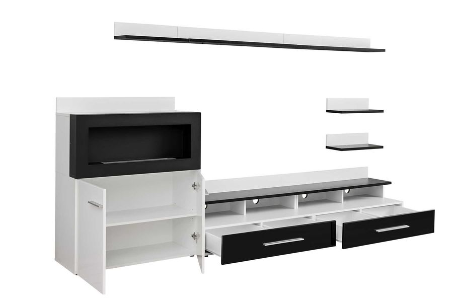Комплект мебели в гостиную ASM ABW Camino 28 WS CC Белый матовый/Черный глянцевый из Польши