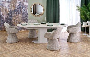 Стол обеденный раскладной FALONE 180&ndash;220&times;90&times;76 см травертин фото - artos.in.ua