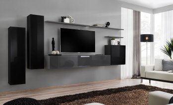 Комплект мебели в гостиную ASM Switch I 27 ZG SW 1 Черный/Графит из Польши