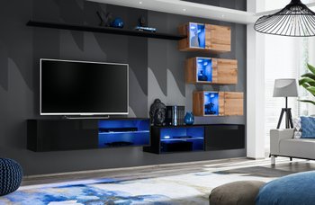 Комплект мебели в гостиную ASM Switch XXIV SWT SW 24 Черный/Дуб Вотан из Польши