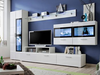 Комплект мебели в гостиную ASM Krone IV 23 WS K4 Белый матовый/Черный глянцевый из Польши