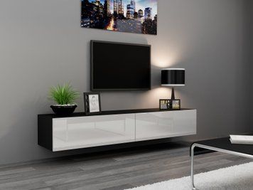 Тумба под телевизор CAMA VIGO 180 &mdash; Черный мат / Белый глянец фото - artos.in.ua