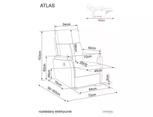 Крісло-реклайнер Atlas Raven Signal, сірий, тканина Raven фото - artos.in.ua