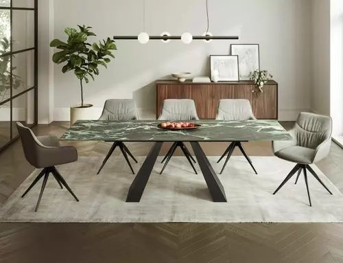 Обеденный стол Salvadore Ceramic Verde Alpi Signal 160&times;90&times;77, морской mat, закаленное стекло + керамика фото - artos.in.ua