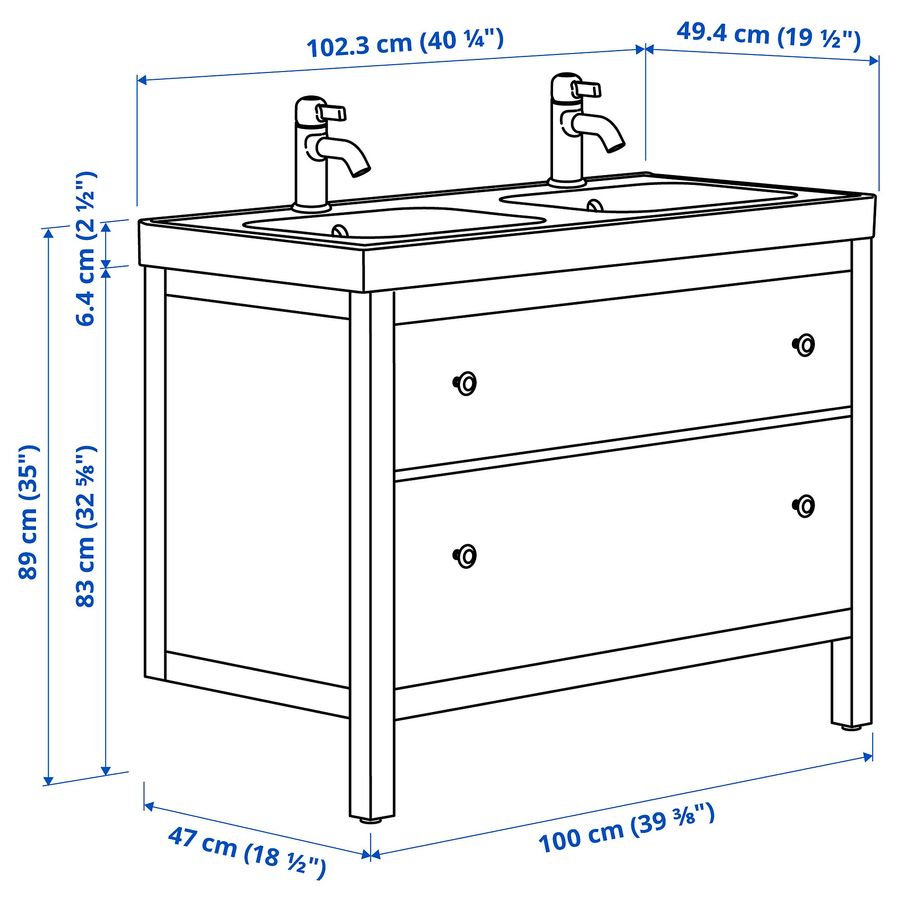 ІКЕА Тумба під умивальник з висувними ящиками HEMNES ХЕМНЕС / ORRSJÖN, 395.467.97 фото - artos.in.ua