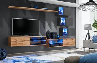 Комплект мебели в гостиную ASM Switch XXIV WTG SW 24 Дуб Вотан/Графит из Польши фото - artos.in.ua