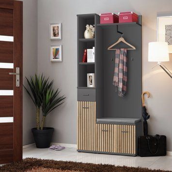 Передпокій ASM MARCO I з сірою подушкою ANASL MC1+P, 90 см, антрацит / Artisan фото - artos.in.ua