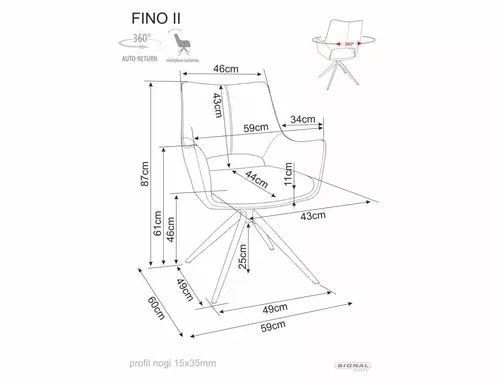 Стілець Fino II Leo кашемір Signal 59&times;87, світло-бежевий, тканина Leo фото - artos.in.ua