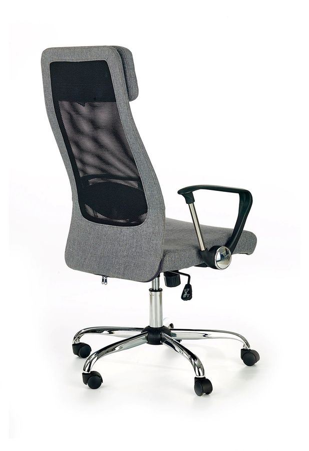 Крісло офісне Zoom механізм Tilt, хромований метал / тканина сірий, сітка чорний Halmar Польща