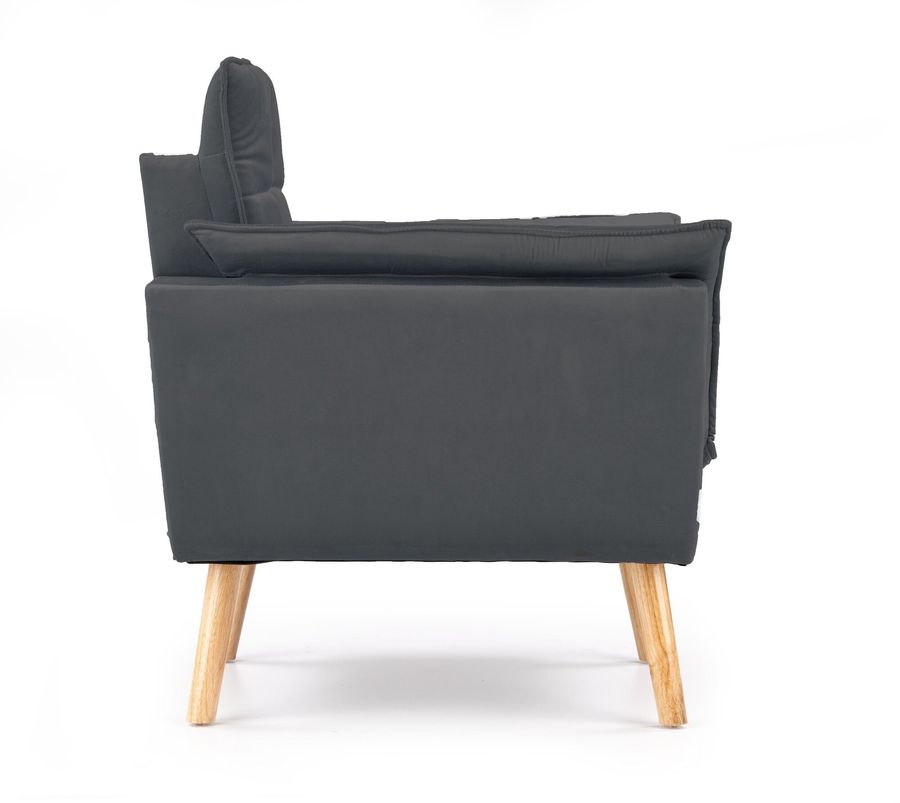 Крісло для відпочинку в вітальню, спальню Rezzo натуральне дерево / оксамитова тканина світло-сірий Halmar Польща