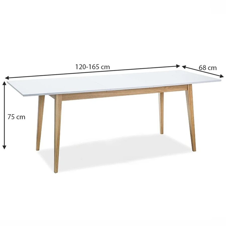 Кухонний стіл SIGNAL Cesar 120x68 Білий масив дуба скандинавський стиль ламінована дошка Польща
