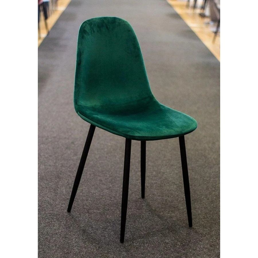 Современный стул на кухню FOX SIGNAL зелёный на черных ножках Польша