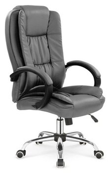 Кресло для кабинета Relax механизм Tilt, хромированный металл/экокожа серый Halmar Польша