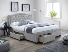 Двоспальні ліжка фото Велике ліжко з висувними ящиками ELECTRA SIGNAL 140x200 сіра Польща - artos.in.ua
