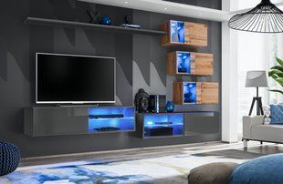 Комплект мебели в гостиную ASM Switch XXIV GWT SW 24 Графит/Дуб Вотан из Польши фото - artos.in.ua