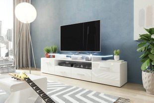 Висока тумба під тв CAMA Evora скандинавський стиль Білий мат/Білий глянець фото - artos.in.ua