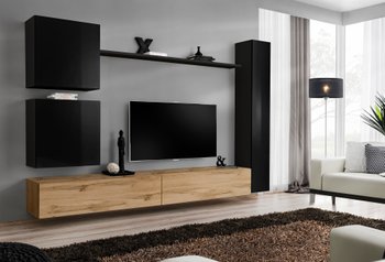Комплект мебели в гостиную ASM Switch VIII SWT SW 8 Черный/Дуб Вотан из Польши