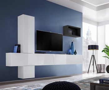 Комплект мебели в гостиную ASM Blox VI 28 WS BX6 Белый матовый/Черный глянцевый из Польши