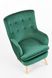 Крісло для відпочинку в вітальню, спальню Ravel натуральне дерево / оксамитова тканина темно-зелений Halmar Польща