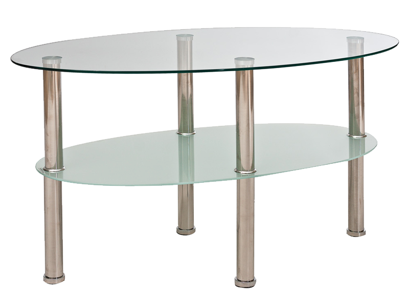 Маленький скляний столик LEO A SIGNAL прозорий на металевих ніжках.