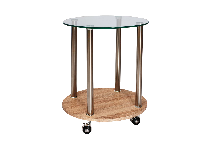 Скляний стіл SIGNAL CARLA Білий НА 4 ХРОМОВАНИХ НІЖКАХ на коліщатках стиль модерн ПОЛЬЩА