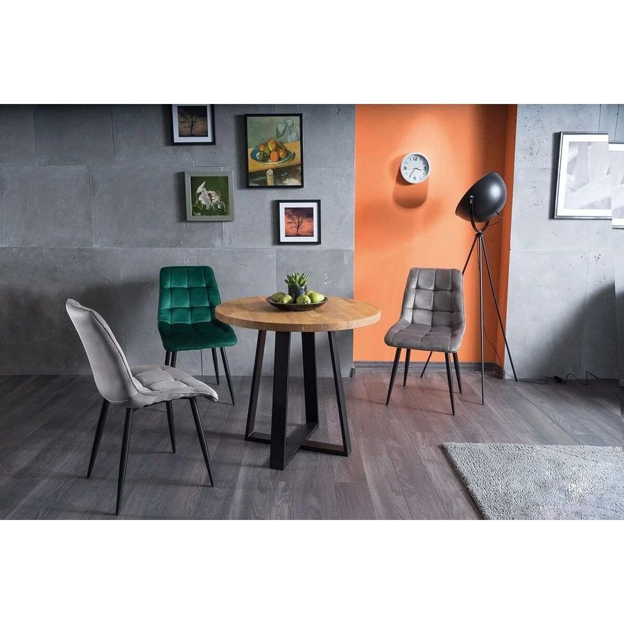 Красивый стул на кухню Chic SIGNAL серый велюр на черных ножках Польша