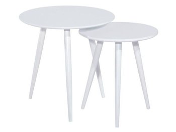 Стол круглый SIGNAL CLEO Белый комплект из 2 с деревянной столешницей модерн ПОЛЬША