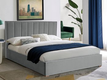Ліжко з оксамитовою оббивкою MARANI II з ящиком 140x200 Signal - світло-сірий Bluvel 03 Польща