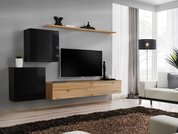 Комплект мебели в гостиную ASM Switch V SWT SW 5 Черный/Дуб Вотан из Польши