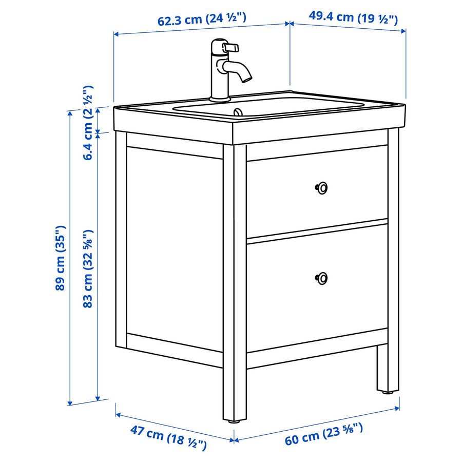 ІКЕА Тумба під умивальник з висувними ящиками HEMNES ХЕМНЕС / ORRSJÖN, 995.467.80 фото - artos.in.ua