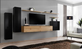 Комплект мебели в гостиную ASM Switch I SWT SW 1 Черный/Дуб Вотан из Польши