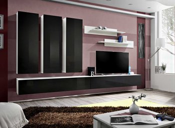 Комплект мебели в гостиную ASM FLY E 23 WS FY E1 Белый матовый/Черный глянцевый из Польши