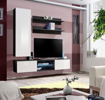 Комплект мебели в гостиную ASM FLY S 23 ZW FY S1 Черный матовый/Белый глянцевый из Польши