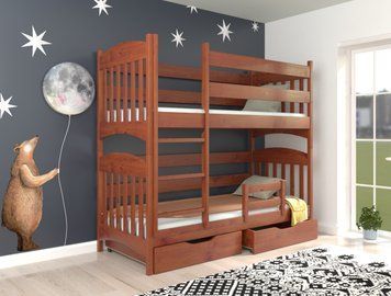 Детская двухъярусная кровать Меліса LUNA 80&times;160 см, ольха, лестница слева фото - artos.in.ua