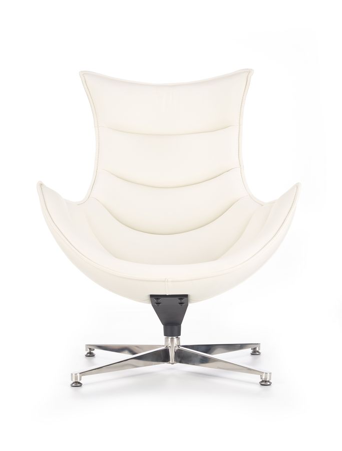Кресло для отдыха в гостиную, спальню Luxor сталь серый/кожа натуральная белый Halmar Польша