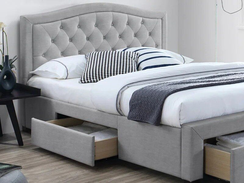 Двуспальная кровать с выдвижными ящиками ELECTRA SIGNAL 160x200 серая ткань Польша