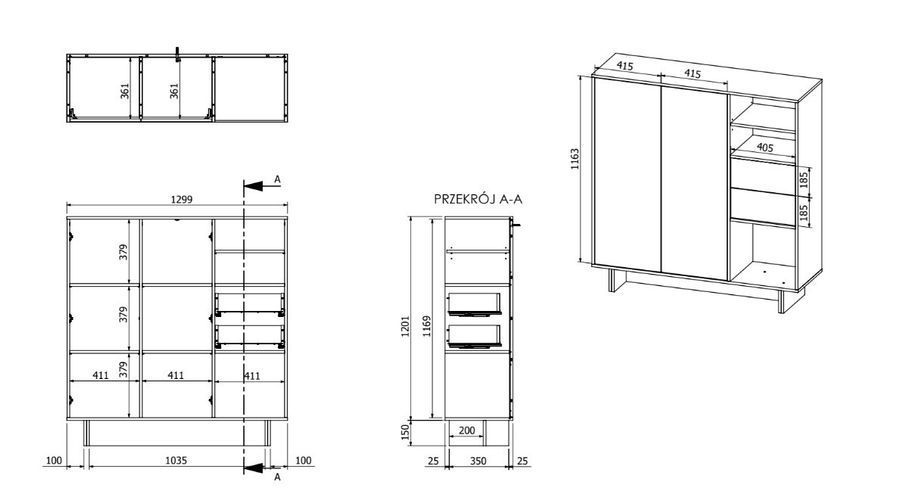 Комод CAMA MARINKA 130 2D3S &mdash; горіх Лінкольн фото - artos.in.ua