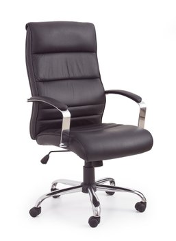 Крісло для кабінету Teksas механізм Tilt, хромований метал / натуральна шкіра чорний Halmar Польща