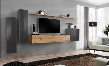 Комплект мебели в гостиную ASM Switch I WTG SW 1, дуб Wotan, графит фото - artos.in.ua