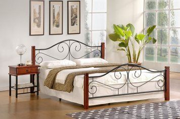 Кровать VIOLETTA 120 cm 120 см с каркасом черный из дерева и металла фото - artos.in.ua