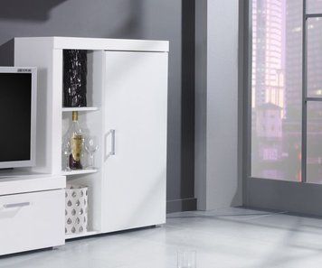 Витрина стоячая CAMA SAMBA REG 3, 90 см &mdash; Белый мат / Белый глянец фото - artos.in.ua