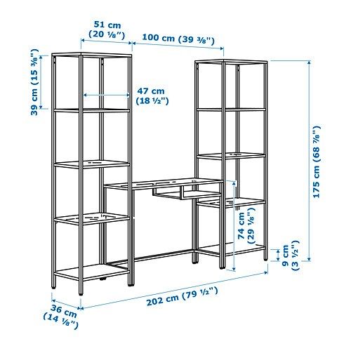 ИКЕА Книжный шкаф со столиком для ноутбука VITTSJÖ ВИТШЁ, 999.026.61 фото - artos.in.ua