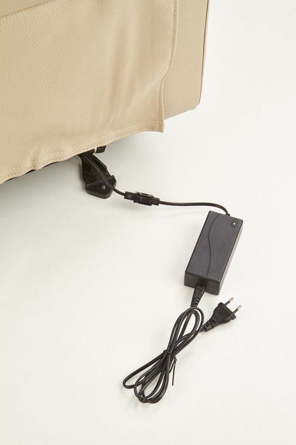 Кресло для отдыха с функцией качания и электрического раскладывания USB разъем Paradise экокожа кремовый Halmar Польша