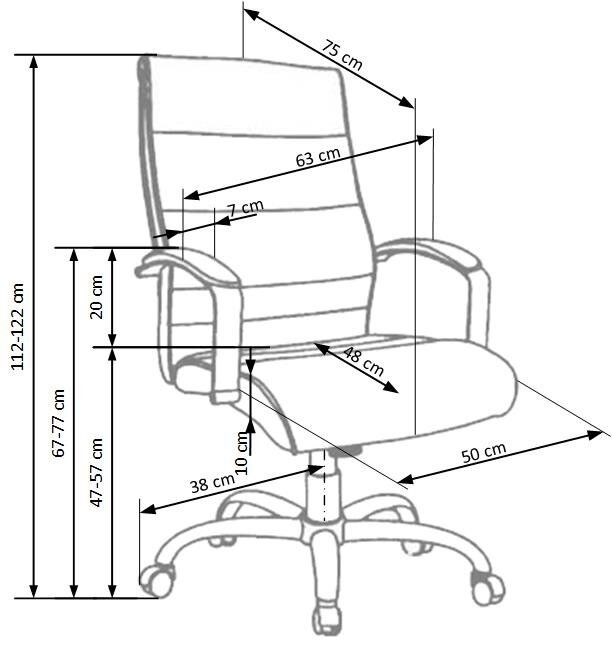 Крісло для кабінету Teksas механізм Tilt, хромований метал / натуральна шкіра чорний Halmar Польща