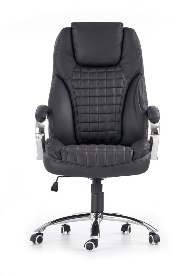 Крісло для кабінету King механізм Tilt, метал хром / екошкіра чорний Halmar Польща