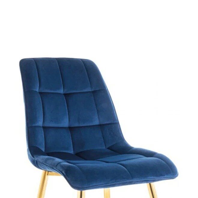 Кухонний стілець у оксамитовій тканині Chic SIGNAL синій велюр на ніжках Польща