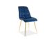 Кухонный стул в бархатной ткани Chic SIGNAL синий велюр на ножках Польша