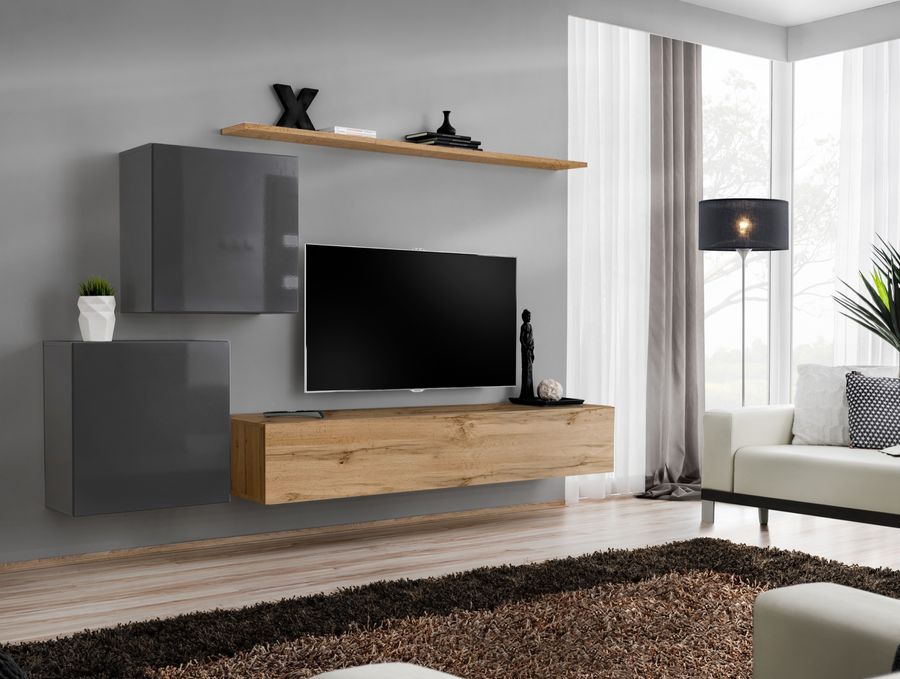 Комплект мебели в гостиную ASM Switch V GWT SW 5 Графит/Дуб Вотан из Польши