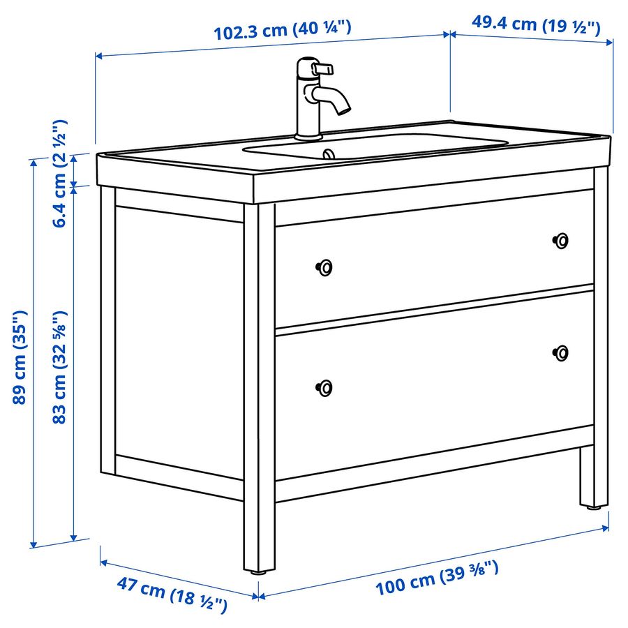 ІКЕА Тумба під умивальник з висувними ящиками HEMNES ХЕМНЕС / ORRSJÖN, 095.468.07 фото - artos.in.ua